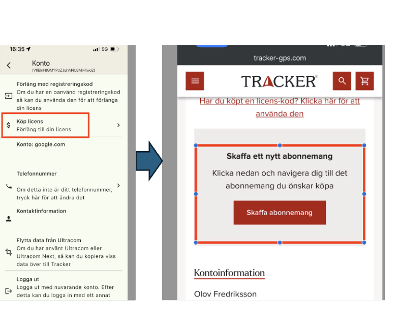 Tracker App Påfyllnadskod